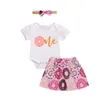 Baby Girl Set 2019 ragazze di estate brevi lettere manicotto pagliaccetto + fiocco rosa gonne + fascia 3pcs insiemi INS Infant Design copre i vestiti Z11
