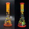 Glow in the Dark Beaker Bong 11 -calowy 5 mm Nowy wzór szklanej rury wodnej chłodne ręczne malowanie Rig Dab Rig