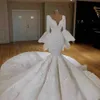 Muhteşem Mermaid Gelinlik Derin V Boyun Aplikler Dantel Ve Saten Gelinlik Vestidos De Novia Custom Made Artı Boyutu Gelinlikler