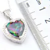 7 Pcs/Lot Heart-shaped Rainbow Mystic Crystal Zircon 925 Sterling Silver Plated Pendants Russia Australia USA Necklaces Pendants