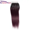Wine Red Ombre Peruvian Virgin Straight Human Hair 3 Bundles With 4x4 Lace Closure 1B99J Burgundy Colored Weaves And Top Closures25765858