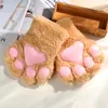 1Pair Women Girls Cute Cat Kitten Paw Claw Warm Gloves Soft Anime Cosplay Plush for Halloween Party Accessories Y1911133152082