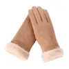 Guanti da donna con fiocchi di neve invernali Addensare guanti super caldi con dita piene Guanti in finta pelle scamosciata Luvas Feminina #RN