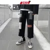 Erkekler Patchwork Harajuku Kargo Pantolon 2021 Erkek Koreli Modası Siyah Sweatpants Joggers Erkek Tasarımcı Casual Harem Pantolon1