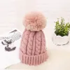 Cappello Beanie con palla carina rimovibile Berretti invernali lavorati a maglia da donna Ragazze Elastico Taglia libera 6 colori Inverno caldo VT0514