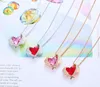 2020010971 18K White/Rose Gold Necklaces for Mother's Day Jewelry Gifts for Women Heart Pendants Embellished with Crystals Birthstone