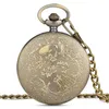 Bronze Classic Pirates of Skull Design Pocket Watches Steampunk Quartz Watch Necklace Chain Gifts Mens Women Kids279J