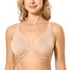 Reggiseno da donna senza fodera con retro scollato, reggiseno con motivo in pizzo, chiusura frontale con ferretto, taglie forti274c