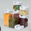 6Pcs Sealed Container, Plastic Grain Container with Easy-Lock Lid, Suitable for Kitchen Storage, Easy to Clean