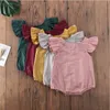 Kids Designer Kläder Baby Falbala Ruffle Sleeve Rompers Sommar Solid Ärmlös Triangel Jumpsuits Onesies Spädbarn Mjuk Bodysuit ByP646