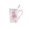 Sr. Mrs Flamingo Couple Cup e Caneca Caixa de Presente Cerâmica Caneca De Café de Cerâmica Padrão de Mármore Casa Bebida Drinkware Presente Presente de Casamento T200104