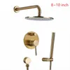 Brushed Gold Solid Brass Bathroom Shower Faucet Wall Mounted