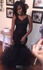 2019 Sexy Black Sequins Spaghetti Straps Prom Dresses Tiered Skirt Organza Mermaid Long Formal Evening Wear Custom Made Party Gowns 403 403