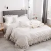 Pink Lace Progroeded Cover Dovet Set King Queen Size 4pcs Princess Bedding مجموعة كوريا على الطراز الكوري الفاخر الصلب سرير سرير Ski6607732