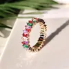 Multi Style Nieregularny pierścień Vintage Moda Biżuteria 925 Sterling Silverrose Gold Flath Rainbow Gemstones CZ Diamond Women Wedding Band Ring