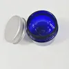 Pot de crème en plastique bleu clair de 30g, petite bouteille vide en PET avec bouchon à vis en aluminium, emballage cosmétique de 30ml