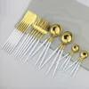 30pcs Weißgold Besteck Set 304 Edelstahl -Kabelgeschirrs Set Messer Dessert Gabel Kaffee Löffel Abendessen Silber Zuhause Küche Tabelle Tabelle Tabelle Tabelle Tabelle Tabelle Tabelle Tafel