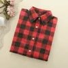 New Women Blouses Long Sleeve Shirts Cotton Red and Black Flannel Plaid Shirt Casual Female Plus Size Blouse Tops
