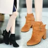 Hot Sale-Höst Vinter Suede Läder Kvinnor Ankel Boots Skor Ladies Martin Boots High Heel Plus Stor storlek: 35-42 BX901