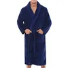 Mens Winter Warm Plush förlängda sjal badrock hem duschkläder Lång robe kappa Kng88