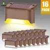 Solar Fence Cap Light 16 Pack Bronze Fence Post Light Vattentät Solar Steg Ljus för Patio Trappor Garden Pathway