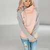 Girls Hoodies Plus Size Patchwork Sweatshirts Casual Long Sleeve Coat Turtleneck Collar Jackets Stitching Contrast Jumper Pullovers D6471