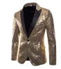 Mens lysande sequin blazer kostymjacka för värd en knapp blazer coat cocktail party bankett prom s-xxl guld blå röd svart silver lila