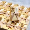 Gouden Candy Box met Bow Bruiloft Goederen Begeleidende Giften Rechthoekige Candy Carton Bruiloft Verpakking Doos DIY Decoratie