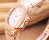 8 Estilo Reloj de alta calidad Nautilus Reloj automático para hombre 5980 / 1R Dial blanco Rosa Pulsera de oro Gents Relojes deportivos