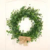 Greenery Wreath Artificial Leaves Wreath Front Door Grass Clover For Wall Window Party Decor Living Room Wall Pendant1268f