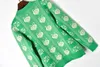 패션 배송 2018 녹색 여우 머리 자카드 여성 카디건 브랜드 똑같은 스타일 골드 라인 버튼 여성 스웨터 DH081420