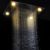 Rubinetti per doccia da bagno Soffione a cascata con nebulizzazione Soffione doccia a pioggia grande Set doccia a LED termostatico ad alto flusso con getto per il corpo