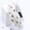 Fashion Crystal Rhinestone Velvet Padded Headband för Kvinnor Pearl Cover Svamp Hårband Hårband Kvinnor Hårtillbehör Huvudband Bezel