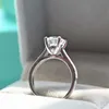 Enkel mode unika smycken real 925 sterling silver runda klippt vita topas cz diamant ädelstenar kvinnor bröllop brudring för lo4685073