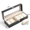 Watch Boxes 6 Slots Wrist Display Case Jewelry Storage Organizer Box with Cover Watches Holder Organizer229s