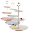 Modny styl europejski 3 Tier Tort Plate Stand Uchwyt Dopasowanie Srebrny Złoty Wedding Party Crown Rod