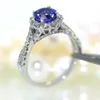 Elegante edle Luxus-Ring Schmuck echter blauer Diamant 925 festen Standard Sterling Silber Hochzeit Verlobungsring 6-10