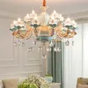 Nordic Chandelier lustre cristal Blue Ceramic Chandeliers Light Dining Room crystal ceiling Bedroom Lamp Living Room Chandelier