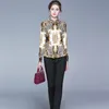 2020 Spring Shirts met lange mouwen Dames Turn Collar Luxe Print Designer Runway Tops Blouses Casual Shirt Blusa Mujer