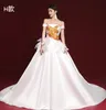 Luxury Long Evening Qi Pao Gown Sexiga Slim Ladies Trailing Cheongsam Vit Prom Party Dress Wedding Evening Bankett Vestidos