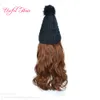 Knitted wool cap wigs Women Long Curly Synthetic Hair Berets hat Navy with Hat Big Wave Baseball Cap Wig synthetic braiding hair