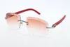 Factory Whole Selling Rimless glasses lenses Shield Red Plank Sunglasses 3524012-B Metal Glasses Male and Female 240P