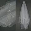 Fashion Wedding Veils 2Layer Wedding Bridal Veils Handmade Beaded Crescent edge Bridal Accessories Veil White and Ivory color5695011