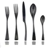 20 30 Parça Parlak Siyah Sofra Takımı Çatal Seti 18/10 Paslanmaz Çelik Yemek Biftek Bıçak Yemek Forks Kaşık Silverware Seti