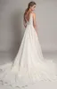 Modest A-Line Lace Beach Wedding Dresses Cheap Lace Cap Sleeves Chiffon High Split Lace-Up Back Long Bridal Gowns Custom Made HY6314