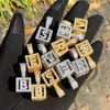 Hip Hop Jewelry Ice Out Personal Square Letter Pendant Men's Rock Street Necklace Dice Letter with rope chain