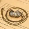 Cute Bronze Small Size Spider Web Ball Shape Quartz Pocket Watch Necklace Pendant Chain Womens Men Kids Gift