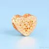 NEW Luxury 18K Yellow Gold Heart honeycomb Charm Set Original Box for Pandora 925 Sterling Silver DIY Bracelet Charms Jewelry accessories