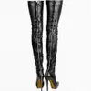 Hot Sale-Sexy High Heel Thigh-High Boots Night-Club Dance-Show Lång Stövlar Plattform Vinter Varm Mode Klänning Evening Booties Skor N078