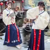 Chinese Traditional Hanfu Süße Mädchen Kostüm Doppelquerkragen Top Jacke gestickt + Rock cantonese Antike Kleid bestickt